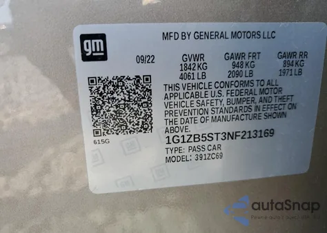 2022 Chevrolet Malibu Ls from USA, damaged, VIN 1G1ZB5ST3NF213169